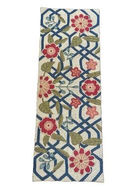 Pier 1 Blue, Red and Green Floral Beaded Table Runner